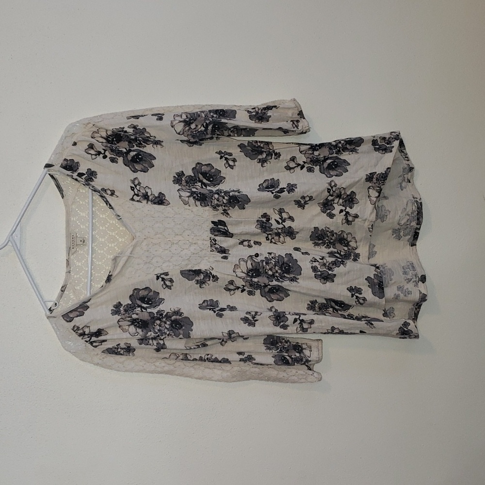 Sonoma 3/4 Length Sleeve Size Medium Floral Lace